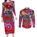 Personalised Australia Rugby Sea Eagles ANZAC Couples Matching Long Sleeve Bodycon Dress and Long Sleeve Button Shirt Manly-Warringah Scratch Style
