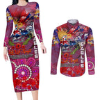 Personalised Australia Rugby Sea Eagles ANZAC Couples Matching Long Sleeve Bodycon Dress and Long Sleeve Button Shirt Manly-Warringah Scratch Style