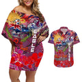Personalised Australia Rugby Sea Eagles ANZAC Couples Matching Off Shoulder Short Dress and Hawaiian Shirt Manly-Warringah Scratch Style