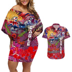 Personalised Australia Rugby Sea Eagles ANZAC Couples Matching Off Shoulder Short Dress and Hawaiian Shirt Manly-Warringah Scratch Style