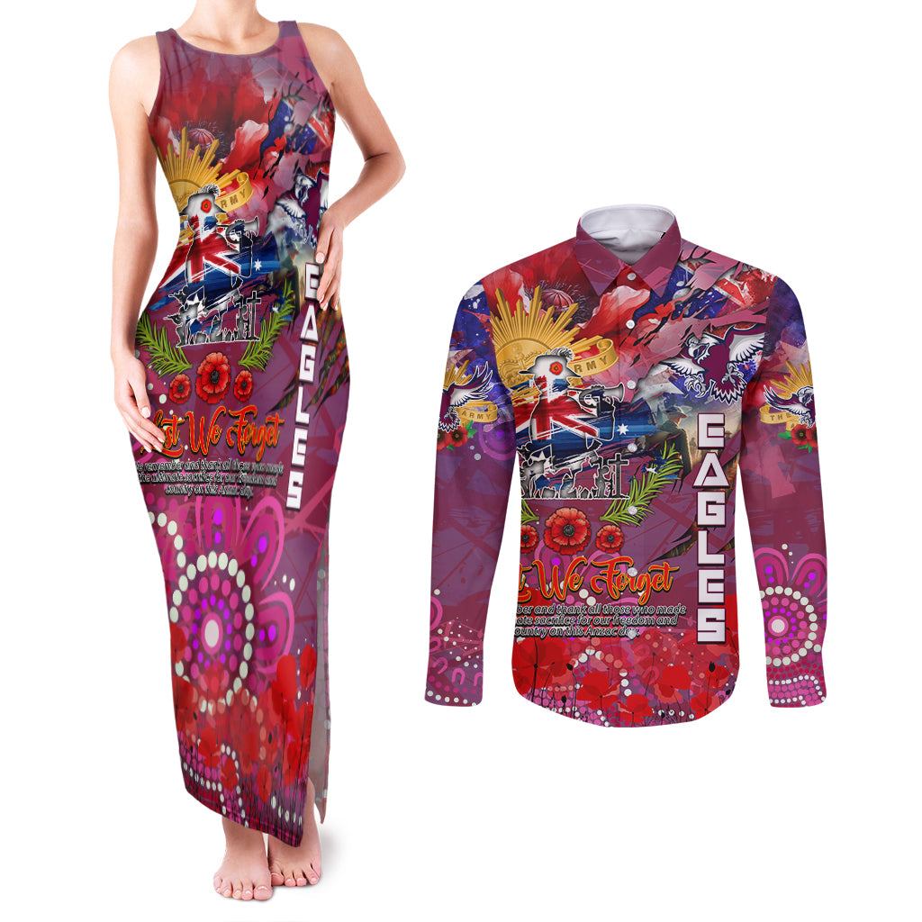 Personalised Australia Rugby Sea Eagles ANZAC Couples Matching Tank Maxi Dress and Long Sleeve Button Shirt Manly-Warringah Scratch Style