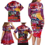 Personalised Australia Rugby Sea Eagles ANZAC Family Matching Long Sleeve Bodycon Dress and Hawaiian Shirt Manly-Warringah Scratch Style