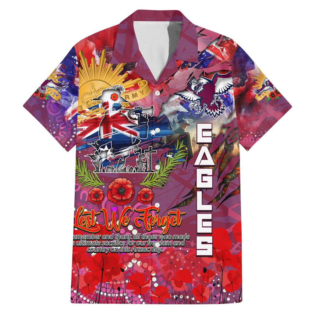 Personalised Australia Rugby Sea Eagles ANZAC Family Matching Mermaid Dress and Hawaiian Shirt Manly-Warringah Scratch Style