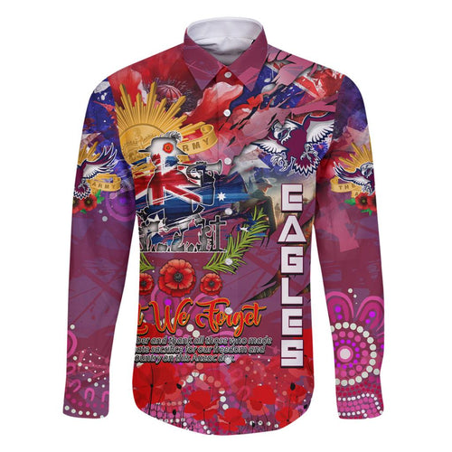Personalised Australia Rugby Sea Eagles ANZAC Family Matching Mermaid Dress and Hawaiian Shirt Manly-Warringah Scratch Style