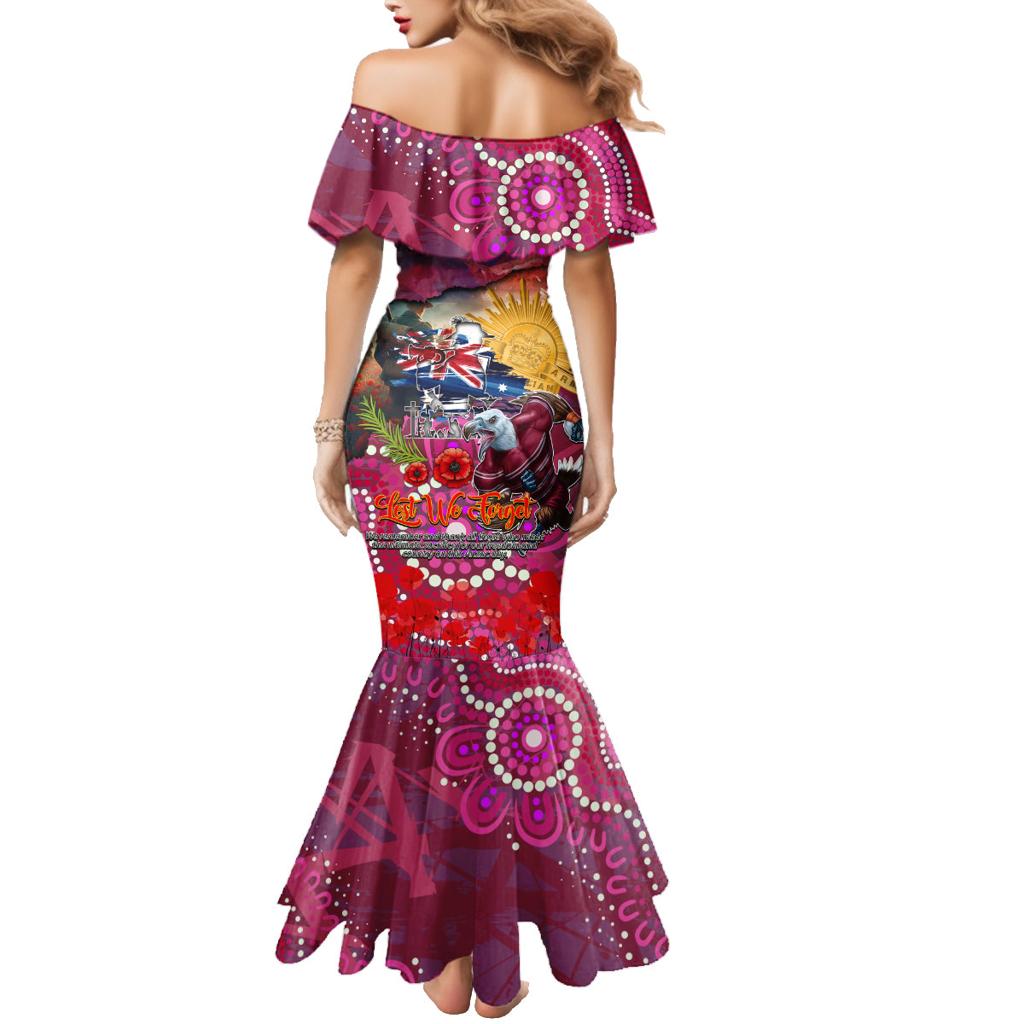 Personalised Australia Rugby Sea Eagles ANZAC Family Matching Mermaid Dress and Hawaiian Shirt Manly-Warringah Scratch Style