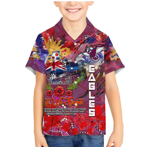 Personalised Australia Rugby Sea Eagles ANZAC Family Matching Mermaid Dress and Hawaiian Shirt Manly-Warringah Scratch Style