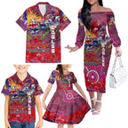 Personalised Australia Rugby Sea Eagles ANZAC Family Matching Off The Shoulder Long Sleeve Dress and Hawaiian Shirt Manly-Warringah Scratch Style