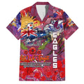 Personalised Australia Rugby Sea Eagles ANZAC Family Matching Off The Shoulder Long Sleeve Dress and Hawaiian Shirt Manly-Warringah Scratch Style