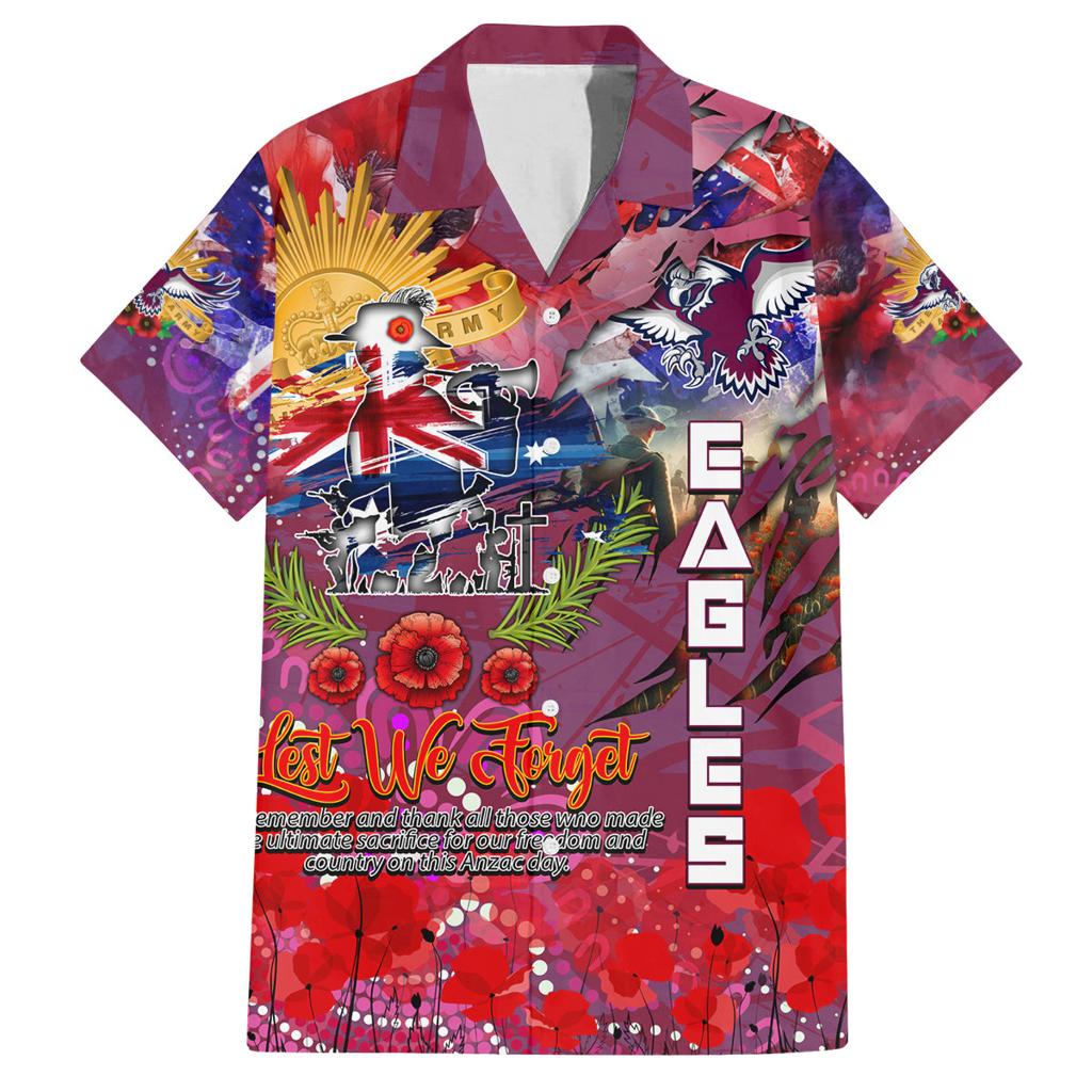 Personalised Australia Rugby Sea Eagles ANZAC Family Matching Off Shoulder Maxi Dress and Hawaiian Shirt Manly-Warringah Scratch Style