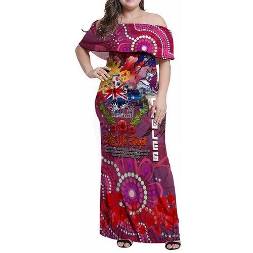 Personalised Australia Rugby Sea Eagles ANZAC Family Matching Off Shoulder Maxi Dress and Hawaiian Shirt Manly-Warringah Scratch Style