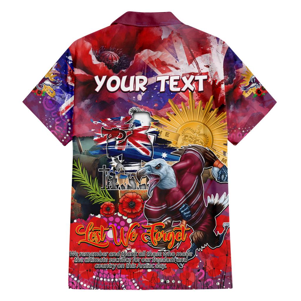 Personalised Australia Rugby Sea Eagles ANZAC Family Matching Off Shoulder Short Dress and Hawaiian Shirt Manly-Warringah Scratch Style