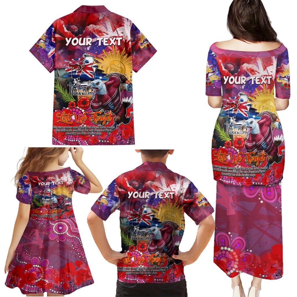 Personalised Australia Rugby Sea Eagles ANZAC Family Matching Puletasi and Hawaiian Shirt Manly-Warringah Scratch Style