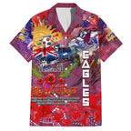 Personalised Australia Rugby Sea Eagles ANZAC Family Matching Short Sleeve Bodycon Dress and Hawaiian Shirt Manly-Warringah Scratch Style