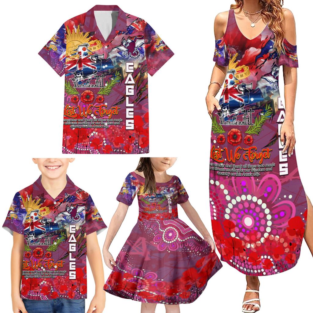 Personalised Australia Rugby Sea Eagles ANZAC Family Matching Summer Maxi Dress and Hawaiian Shirt Manly-Warringah Scratch Style