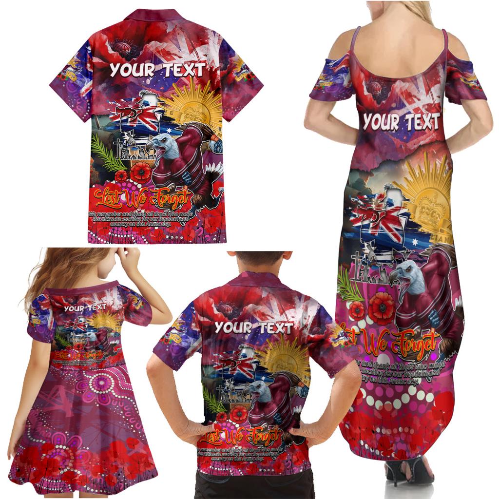 Personalised Australia Rugby Sea Eagles ANZAC Family Matching Summer Maxi Dress and Hawaiian Shirt Manly-Warringah Scratch Style