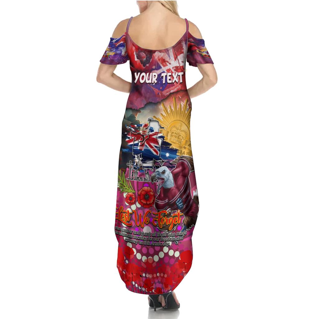 Personalised Australia Rugby Sea Eagles ANZAC Family Matching Summer Maxi Dress and Hawaiian Shirt Manly-Warringah Scratch Style