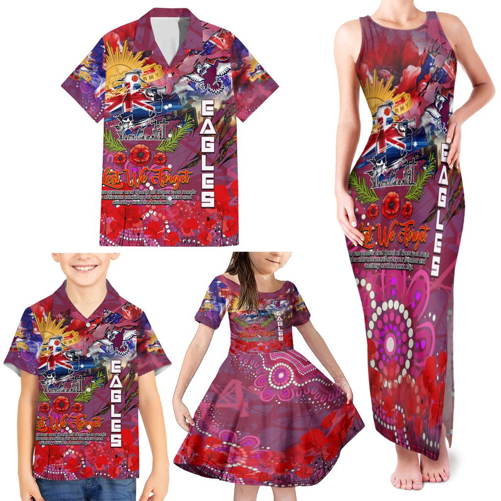 Personalised Australia Rugby Sea Eagles ANZAC Family Matching Tank Maxi Dress and Hawaiian Shirt Manly-Warringah Scratch Style