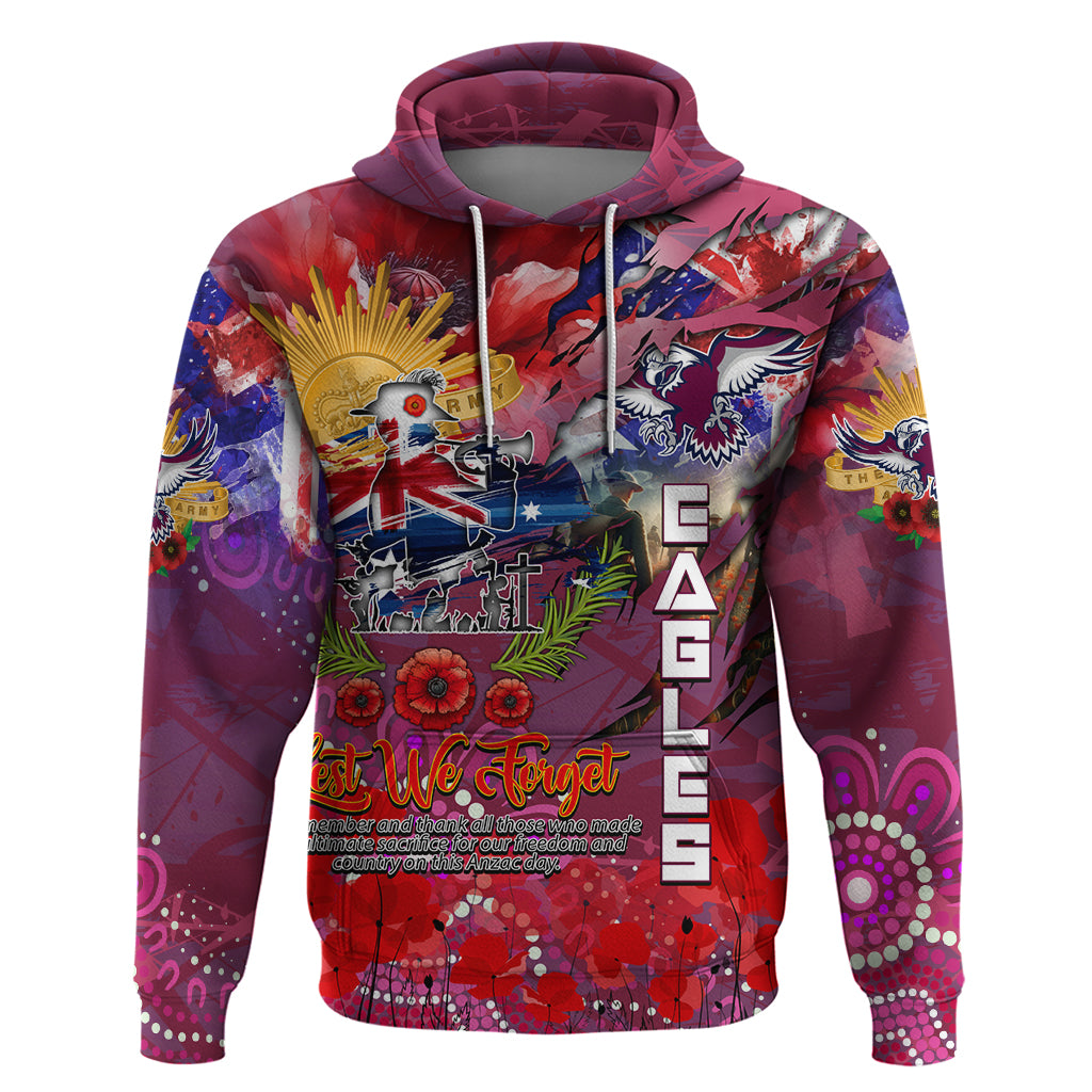 Personalised Australia Rugby Sea Eagles ANZAC Hoodie Manly-Warringah Scratch Style