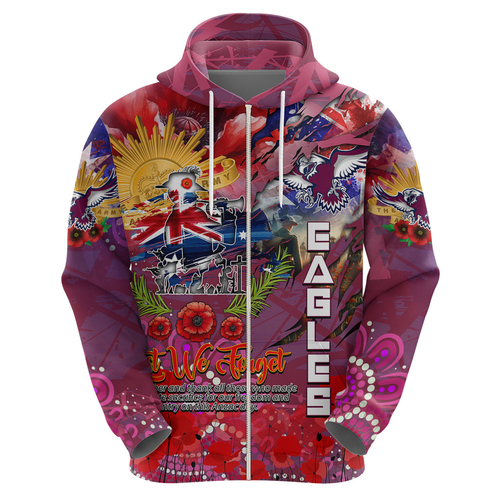 Personalised Australia Rugby Sea Eagles ANZAC Hoodie Manly-Warringah Scratch Style