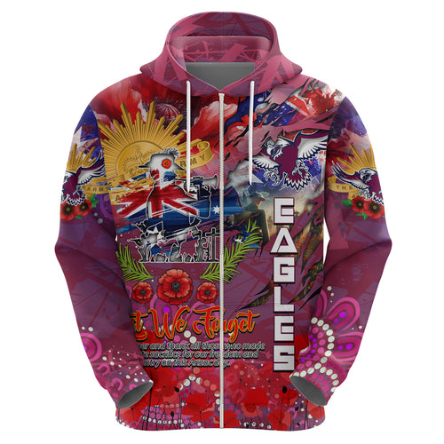 Personalised Australia Rugby Sea Eagles ANZAC Hoodie Manly-Warringah Scratch Style