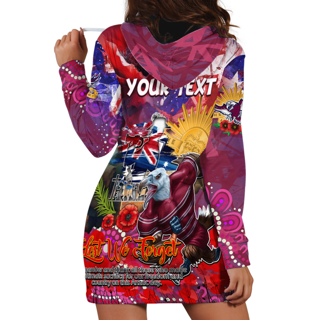 Personalised Australia Rugby Sea Eagles ANZAC Hoodie Dress Manly-Warringah Scratch Style