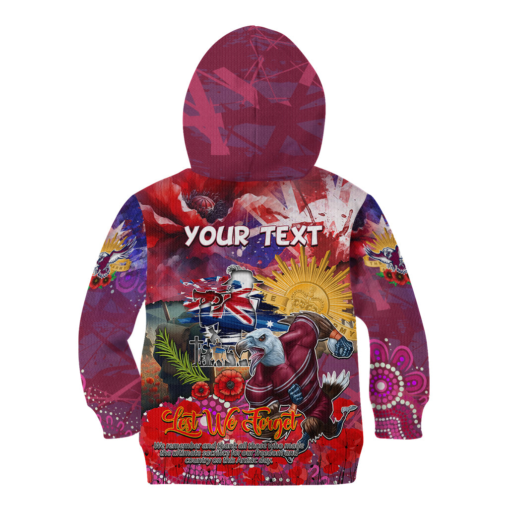 Personalised Australia Rugby Sea Eagles ANZAC Kid Hoodie Manly-Warringah Scratch Style