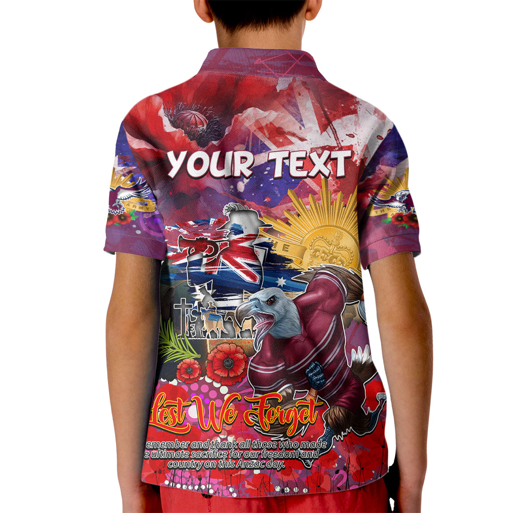 Personalised Australia Rugby Sea Eagles ANZAC Kid Polo Shirt Manly-Warringah Scratch Style