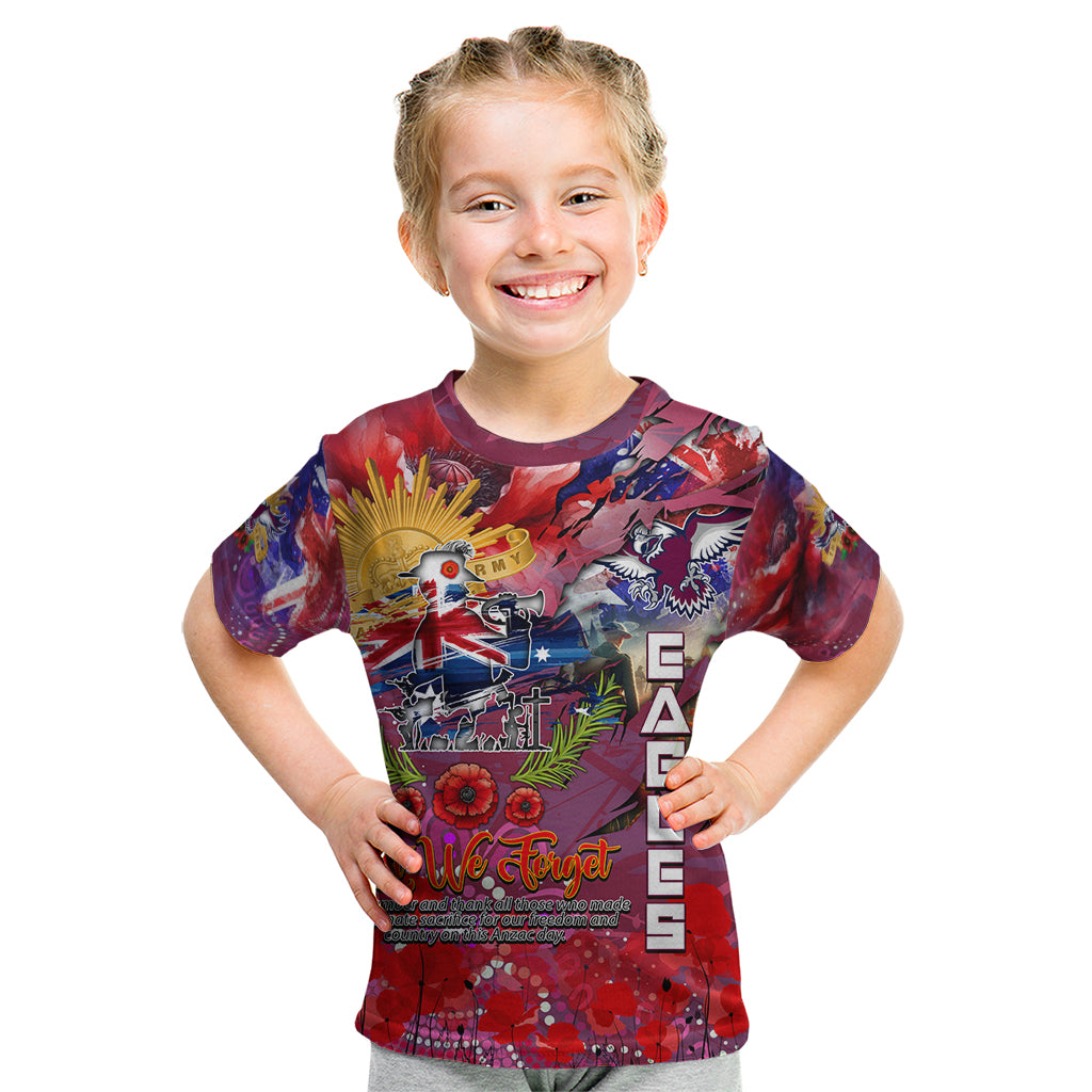 Personalised Australia Rugby Sea Eagles ANZAC Kid T Shirt Manly-Warringah Scratch Style