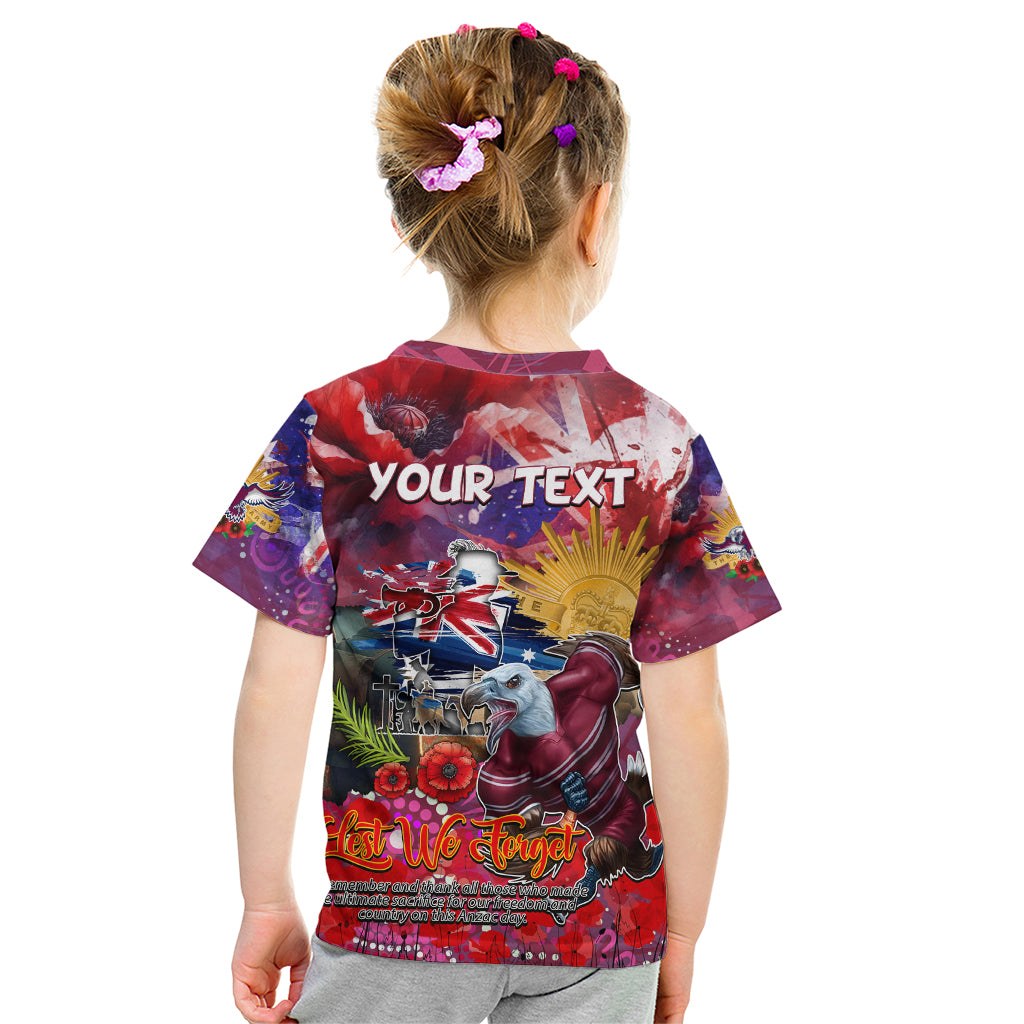 Personalised Australia Rugby Sea Eagles ANZAC Kid T Shirt Manly-Warringah Scratch Style