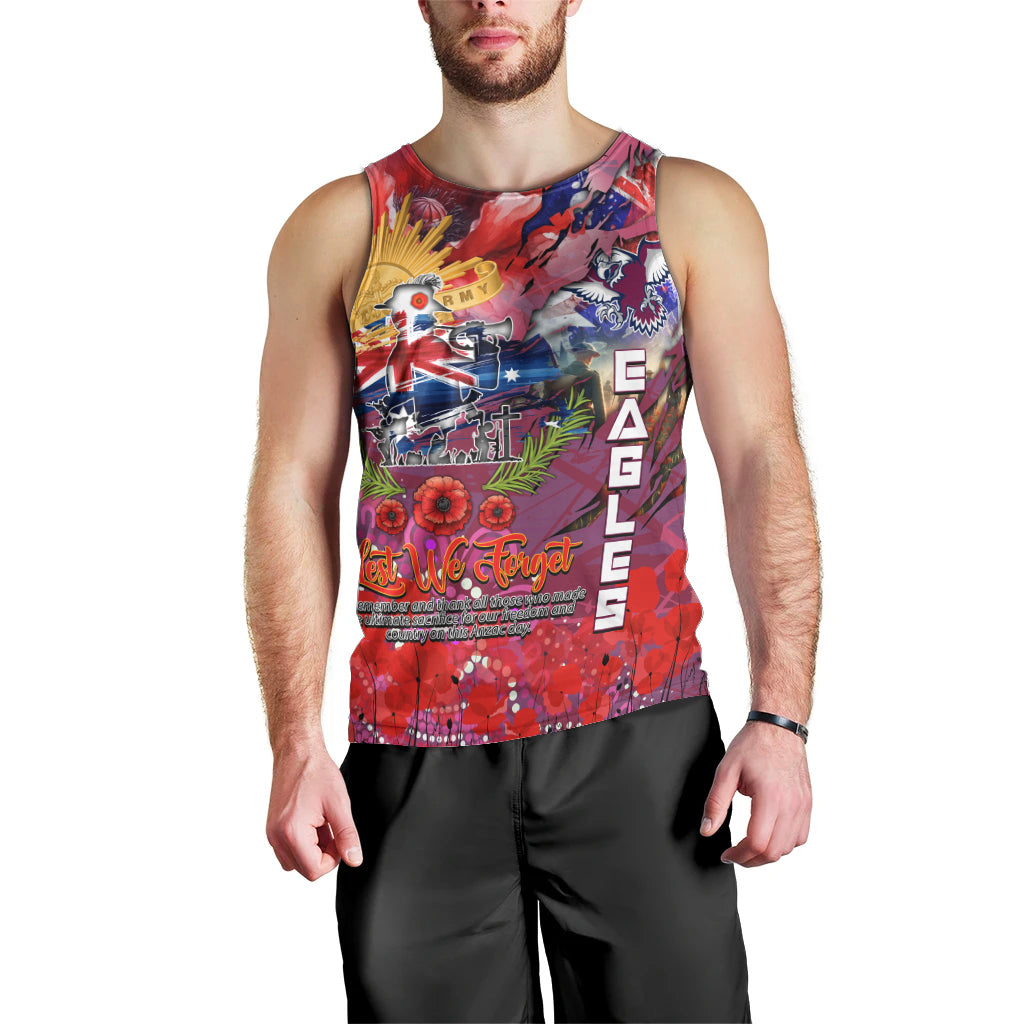 Personalised Australia Rugby Sea Eagles ANZAC Men Tank Top Manly-Warringah Scratch Style
