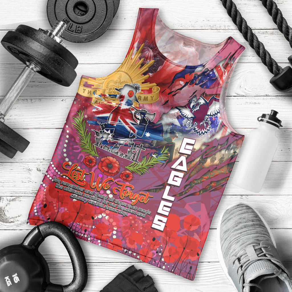 Personalised Australia Rugby Sea Eagles ANZAC Men Tank Top Manly-Warringah Scratch Style