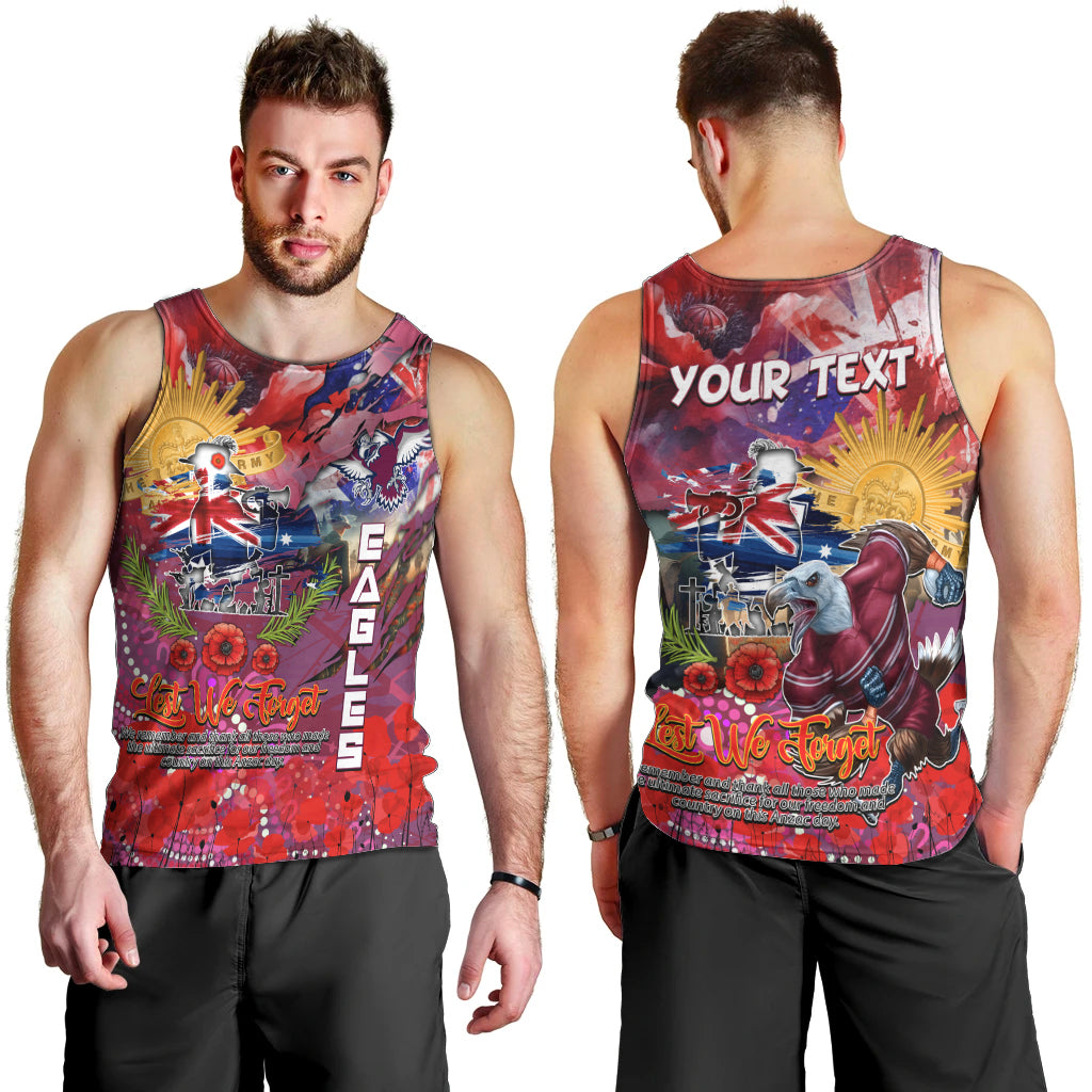 Personalised Australia Rugby Sea Eagles ANZAC Men Tank Top Manly-Warringah Scratch Style