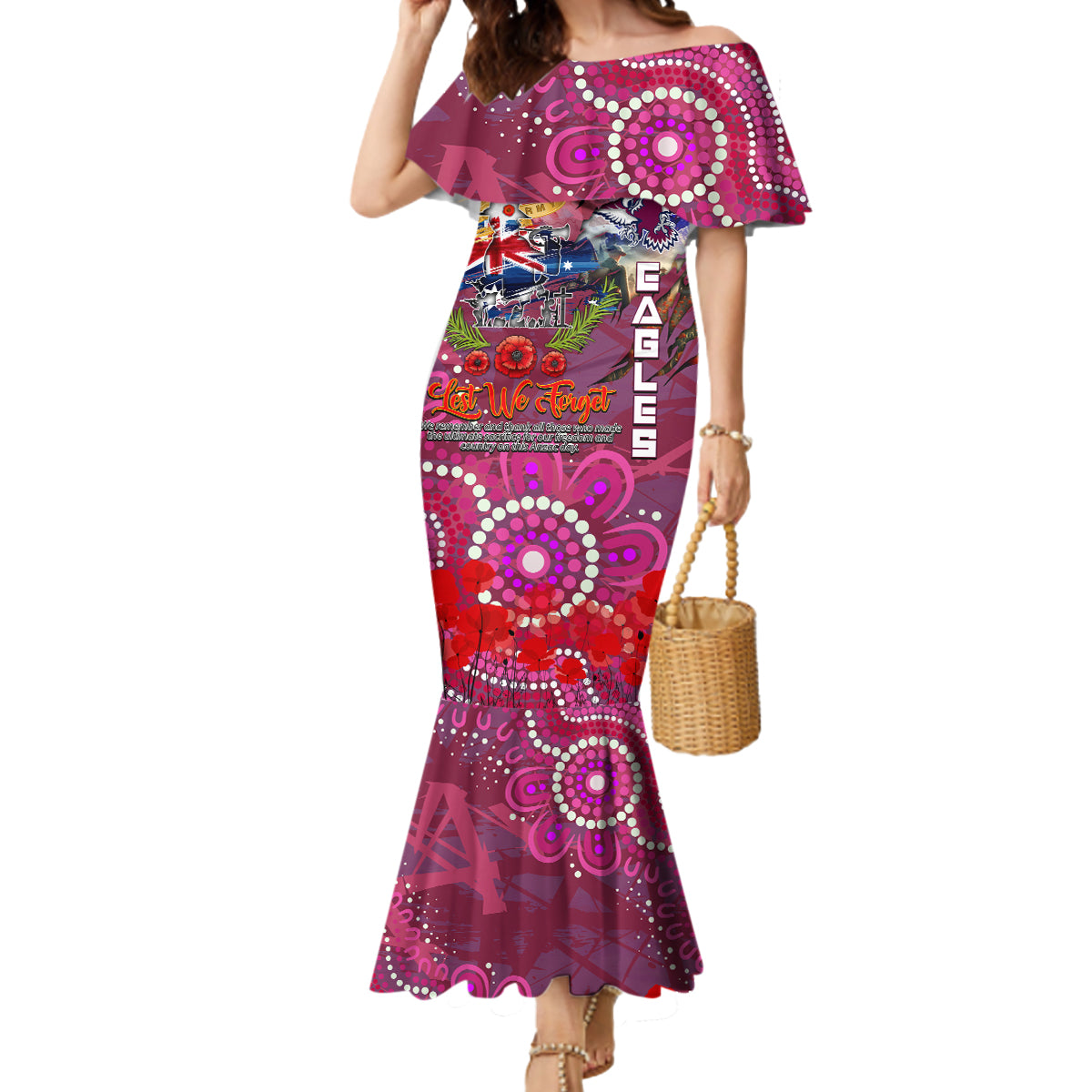 Personalised Australia Rugby Sea Eagles ANZAC Mermaid Dress Manly-Warringah Scratch Style