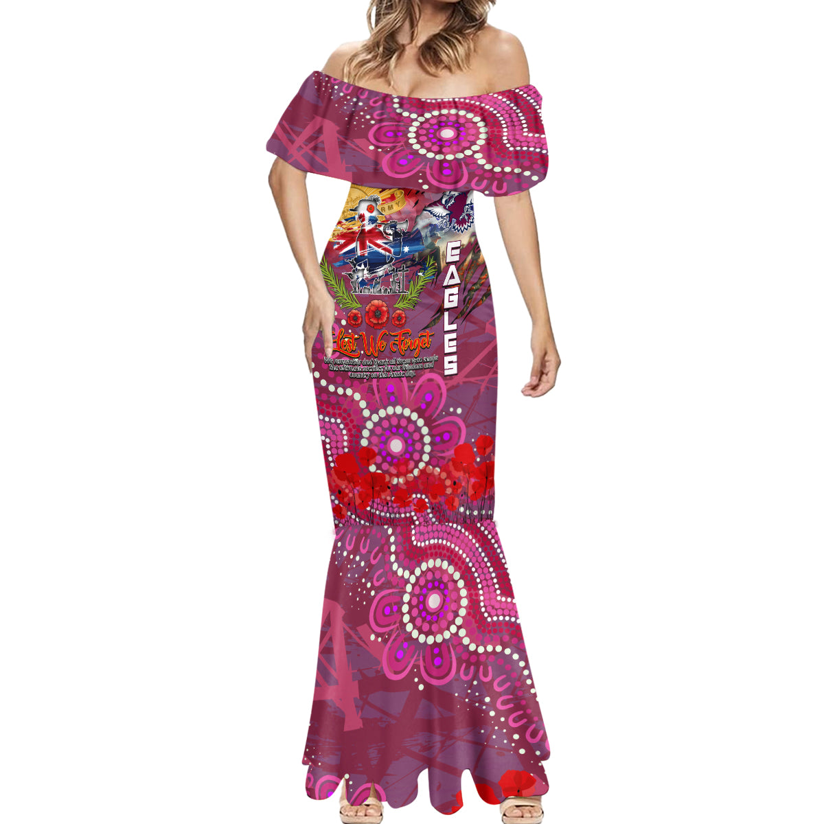 Personalised Australia Rugby Sea Eagles ANZAC Mermaid Dress Manly-Warringah Scratch Style