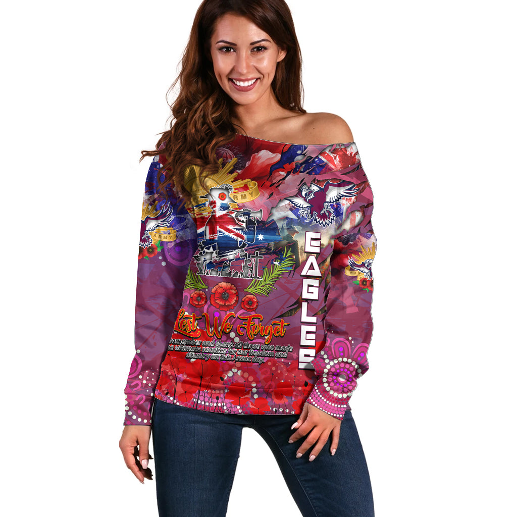 Personalised Australia Rugby Sea Eagles ANZAC Off Shoulder Sweater Manly-Warringah Scratch Style