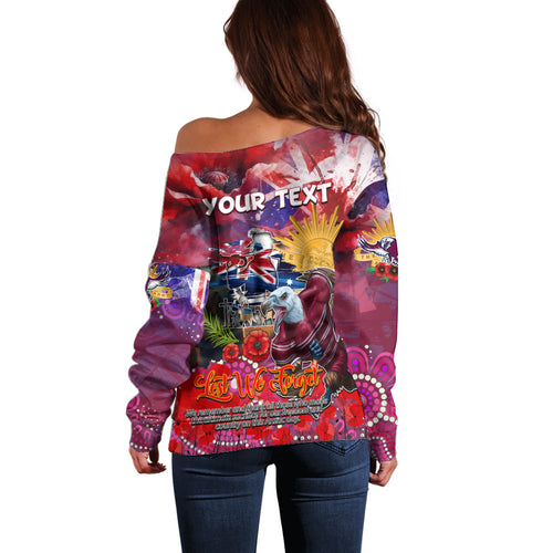 Personalised Australia Rugby Sea Eagles ANZAC Off Shoulder Sweater Manly-Warringah Scratch Style