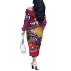 Personalised Australia Rugby Sea Eagles ANZAC Off The Shoulder Long Sleeve Dress Manly-Warringah Scratch Style