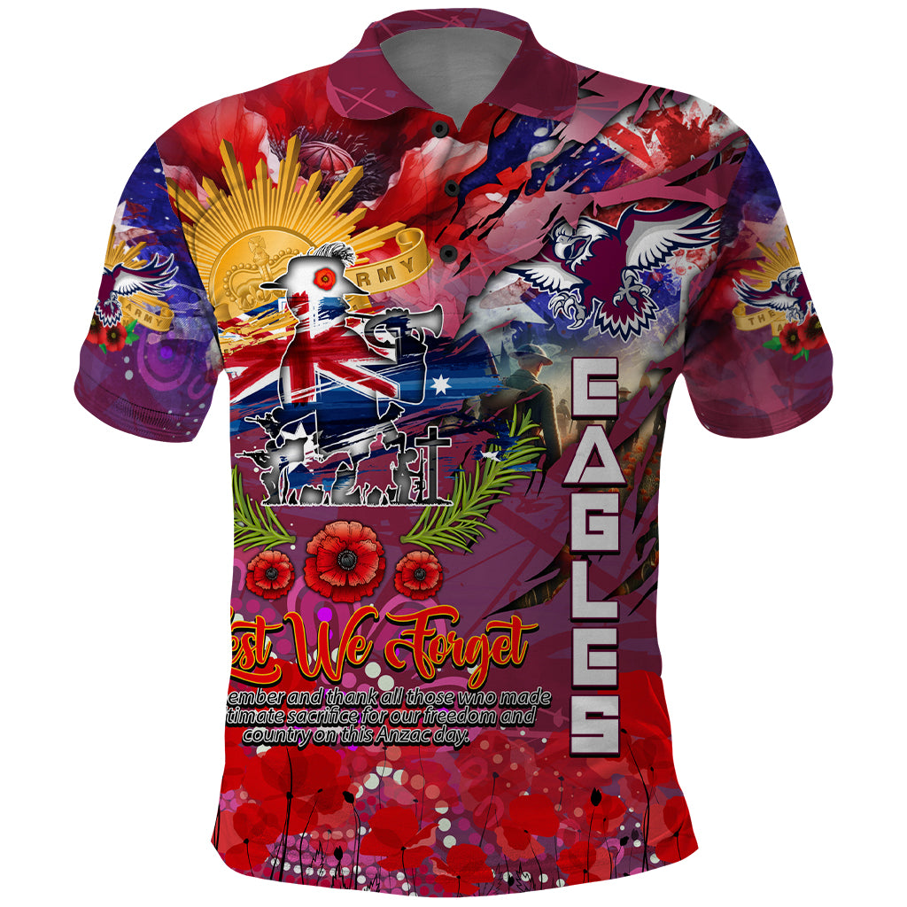 Personalised Australia Rugby Sea Eagles ANZAC Polo Shirt Manly-Warringah Scratch Style