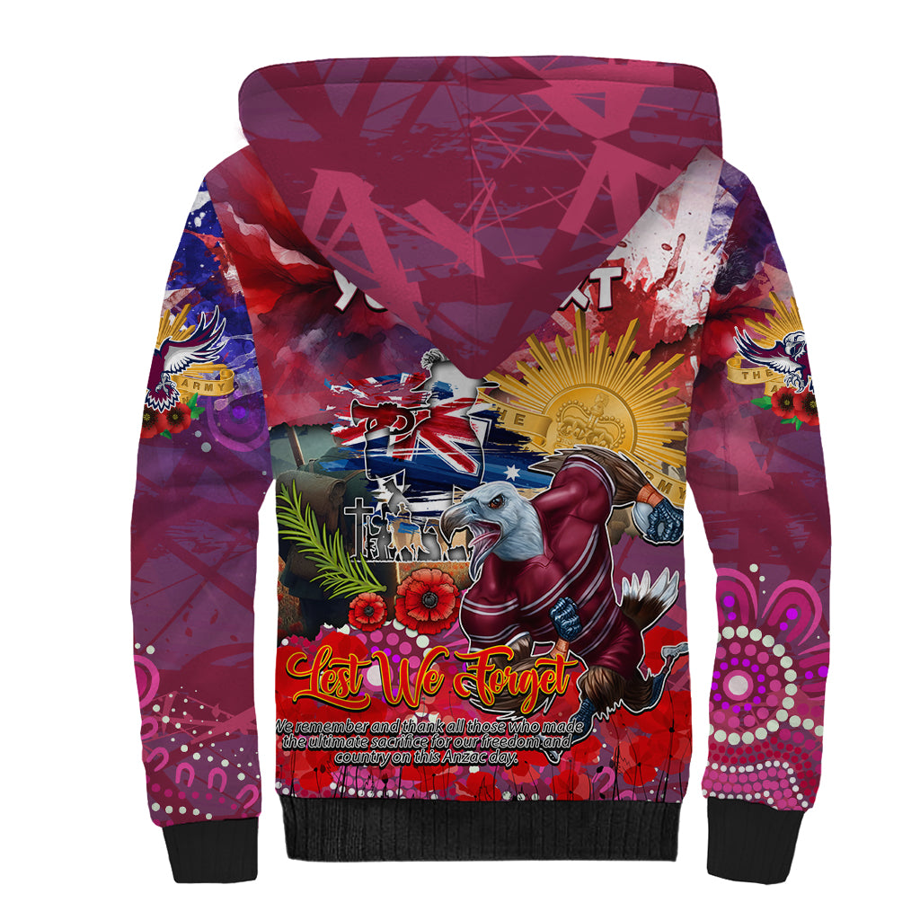 Personalised Australia Rugby Sea Eagles ANZAC Sherpa Hoodie Manly-Warringah Scratch Style