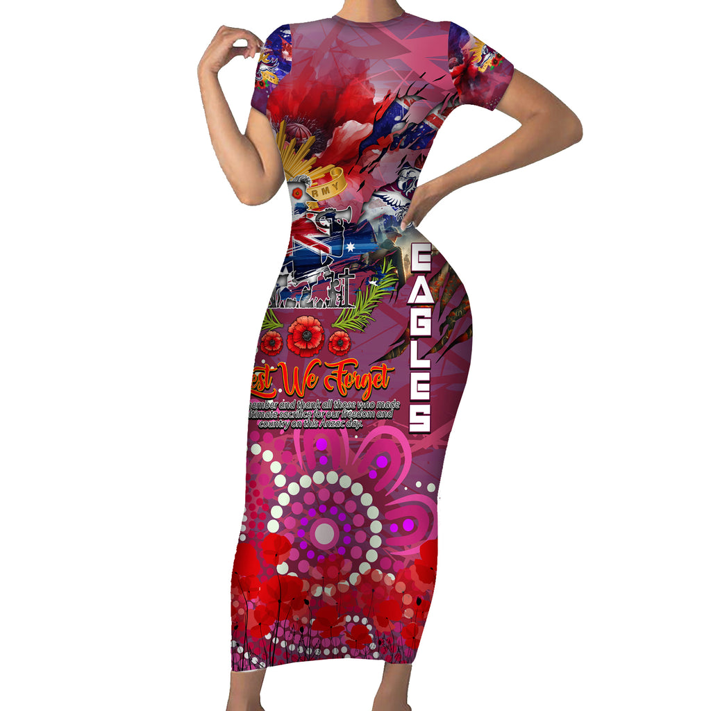 Personalised Australia Rugby Sea Eagles ANZAC Short Sleeve Bodycon Dress Manly-Warringah Scratch Style