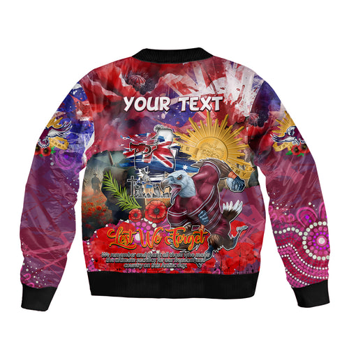 Personalised Australia Rugby Sea Eagles ANZAC Sleeve Zip Bomber Jacket Manly-Warringah Scratch Style