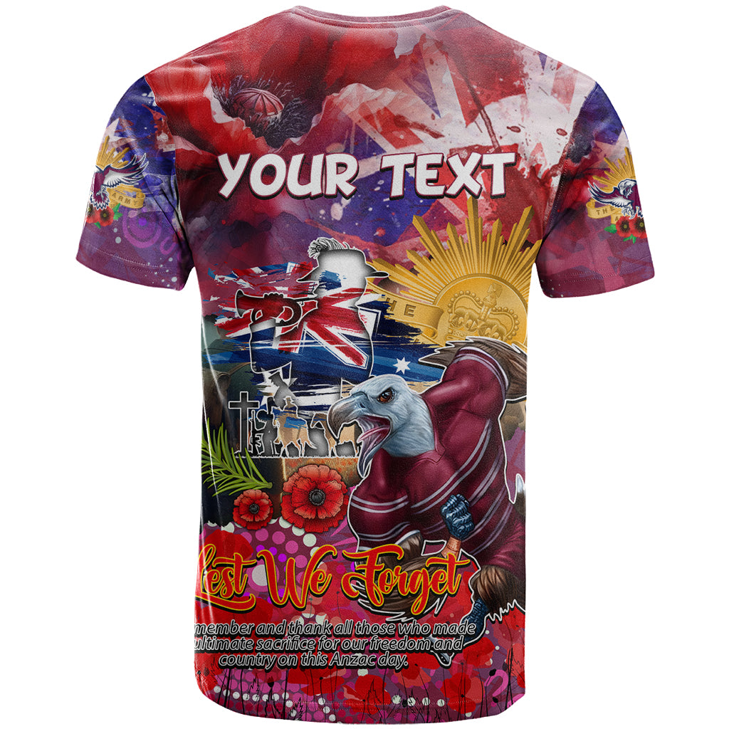 Personalised Australia Rugby Sea Eagles ANZAC T Shirt Manly-Warringah Scratch Style