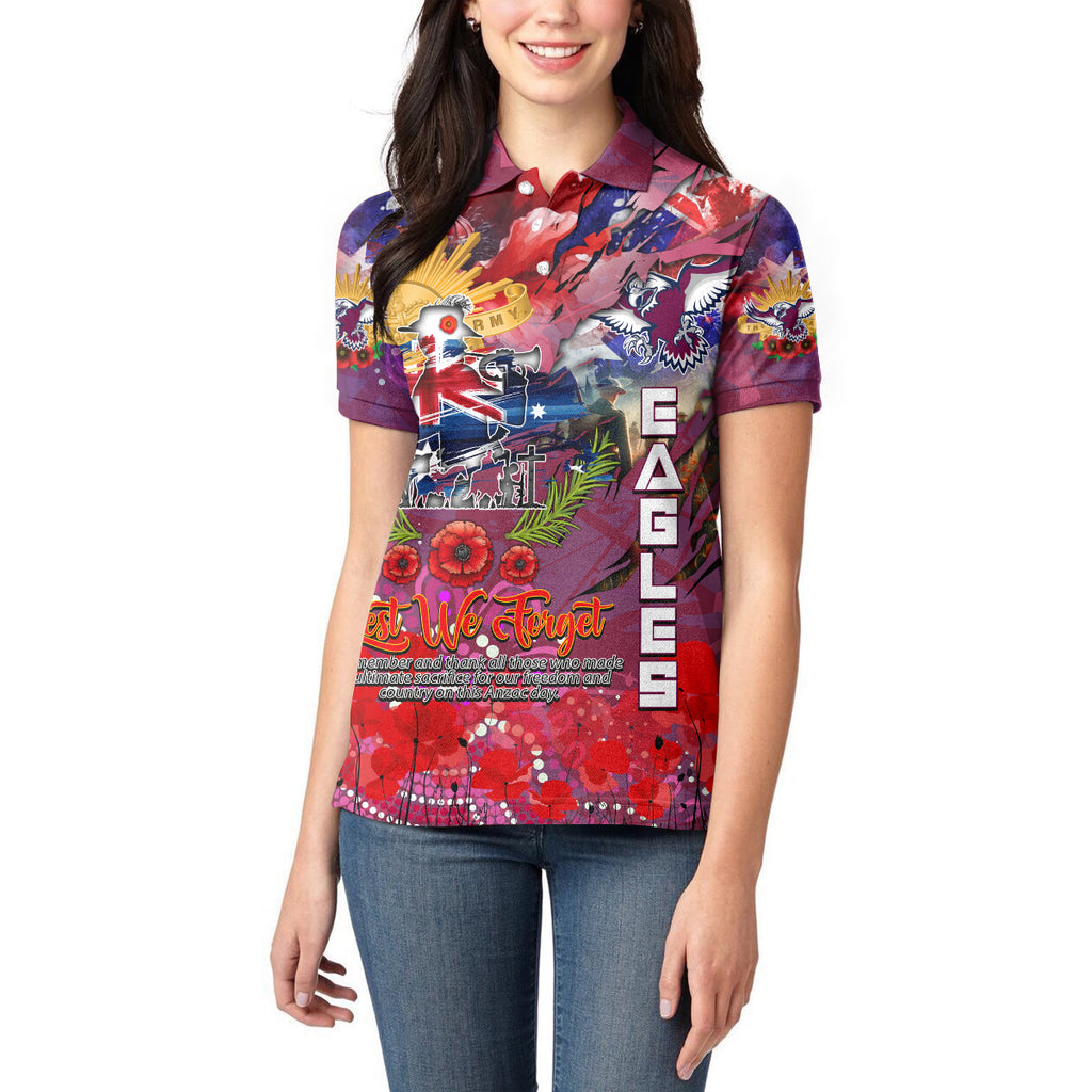 Personalised Australia Rugby Sea Eagles ANZAC Women Polo Shirt Manly-Warringah Scratch Style