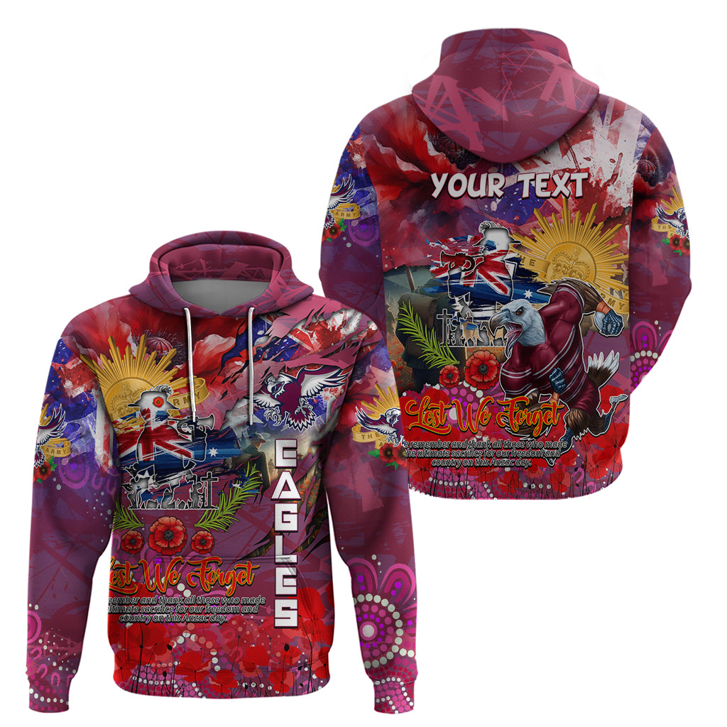 Personalised Australia Rugby Sea Eagles ANZAC Zip Hoodie Manly-Warringah Scratch Style