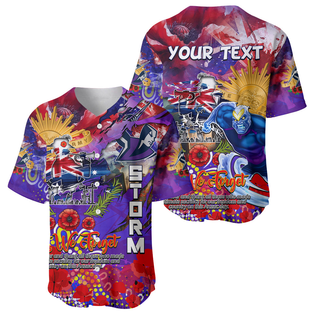 Personalised Australia Rugby Storm ANZAC Baseball Jersey Melbourne Scratch Style