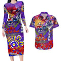 Personalised Australia Rugby Storm ANZAC Couples Matching Long Sleeve Bodycon Dress and Hawaiian Shirt Melbourne Scratch Style