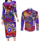 Personalised Australia Rugby Storm ANZAC Couples Matching Long Sleeve Bodycon Dress and Long Sleeve Button Shirt Melbourne Scratch Style