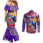 Personalised Australia Rugby Storm ANZAC Couples Matching Mermaid Dress and Long Sleeve Button Shirt Melbourne Scratch Style