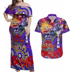 Personalised Australia Rugby Storm ANZAC Couples Matching Off Shoulder Maxi Dress and Hawaiian Shirt Melbourne Scratch Style