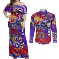 Personalised Australia Rugby Storm ANZAC Couples Matching Off Shoulder Maxi Dress and Long Sleeve Button Shirt Melbourne Scratch Style